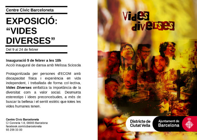 Cartell de la exposició i el documental al Centre Cívic Barceloneta cartell vides diverses centre cívic barceloneta