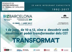 Cartell de l'Espai pels CETS a BizBarcelona fecetc poder transformador cets bizbarcelona