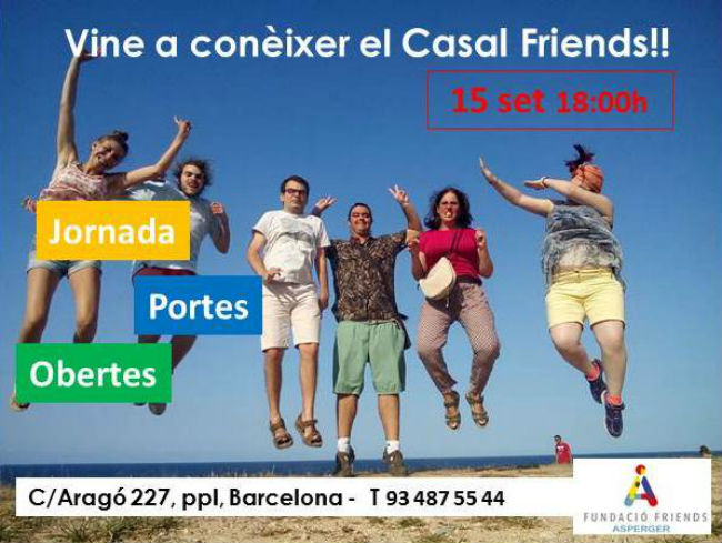 Cartell de la jornada de portes obertes del servei de Casal portes obertes casal fundació friends