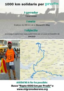 Cartell del repte solidari cartell cursa solidària 1000 kilòmetres prodis oriol antolí Monarch's Way
