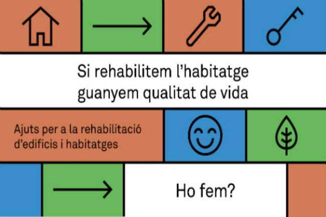 Cartell de la campanya d'ajuts ajuts barcelona accessibilitat rehabilitació edificis habitatges
