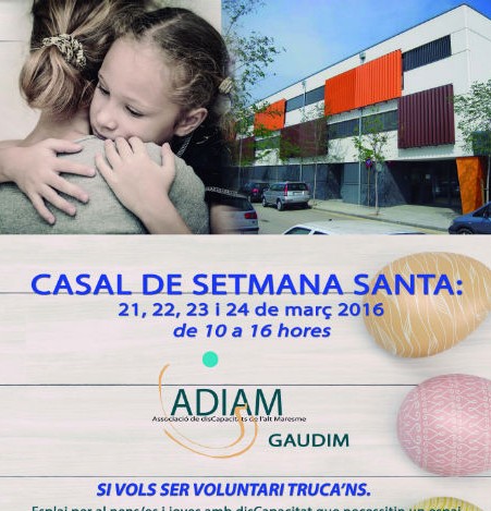 ADIAM organitza per Setmana Santa un Casal d’oci per a nens i nenes amb discapacitat