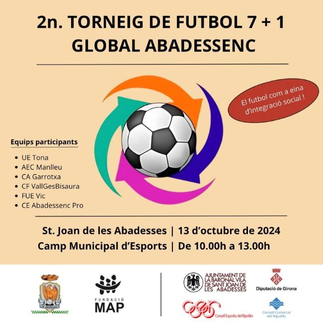 El futbol 7+1 torna a unir tothom en el 2on Torneig de futbol 7+1 Global Abadessenc