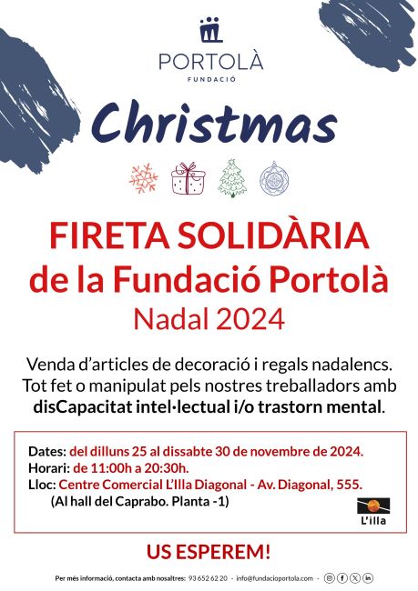 La Fireta Solidària de Nadal de la Fundació Portolà torna a L’Illa Diagonal del 25 al 30 de novembre