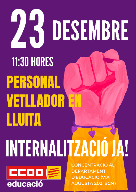CCOO convoca una concentración para exigir la internalización del personal vetllador el 23 de diciembre