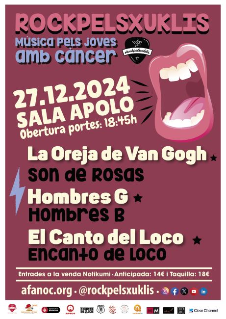 RockpelsXuklis acomiada el 2024 amb un concert solidari a l’Apolo amb tributs musicals
