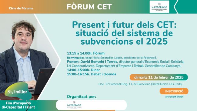 El futur de les subvencions als Centres Especials de Treball, a debat al Fòrum CET amb David Bonvehí