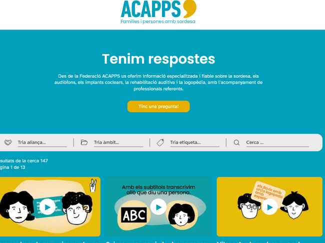 ACAPPS llença “Tenim Respostes”, un portal innovador per a resoldre dubtes sobre la sordesa