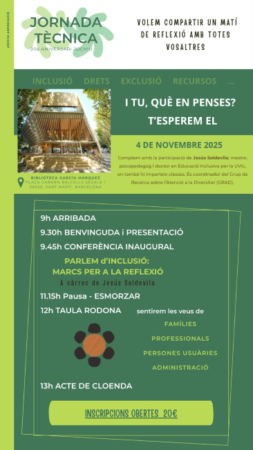 JOCVIU celebra 20 anys amb una jornada tècnica sobre inclusió i actes commemoratius al llarg del 2025-2026