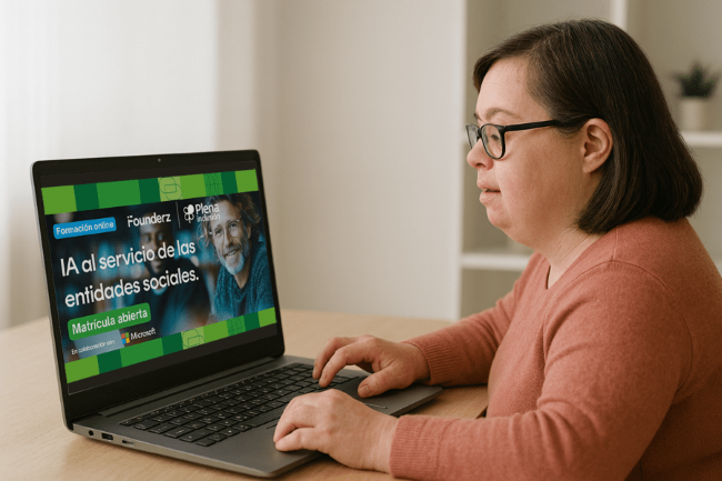Plena Inclusión, Microsoft i Founderz faran formació accessible en intel·ligència artificial per a persones amb discapacitat intel·lectual