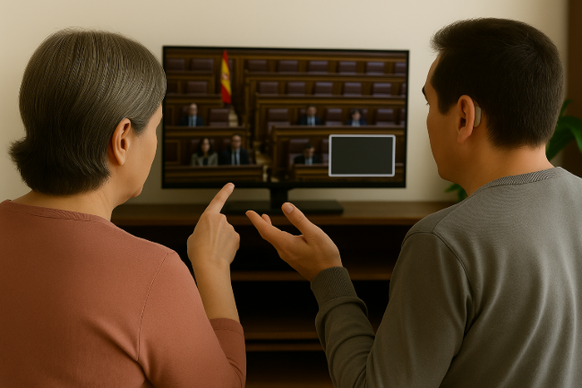 La cadena no incluyó la ventana del intérprete de lengua de signos en la emisión televisada ayer de la comparecencia de Pedro Sánchez
