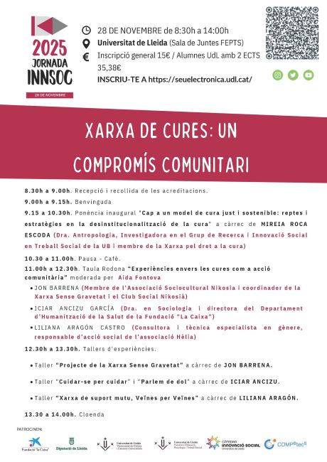 La Universitat de Lleida acull la jornada INNSOC 2025 per impulsar un nou model social centrat en les cures comunitàries
