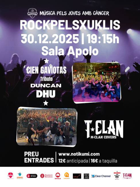 La campanya RockpelsXuklis tanca l’any amb un concert solidari a la Sala Apolo de Barcelona