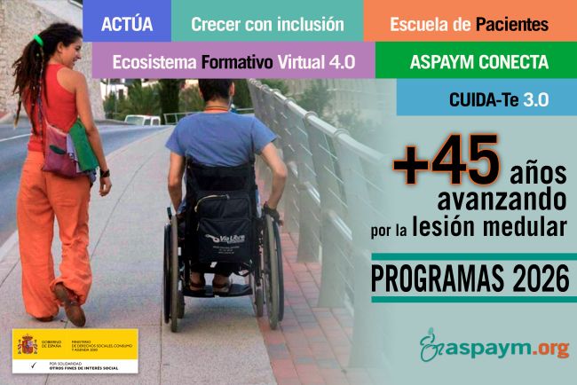 La Federació Nacional ASPAYM impulsa sis programes estatals per millorar la qualitat de vida del col·lectiu amb lesió medul·lar
