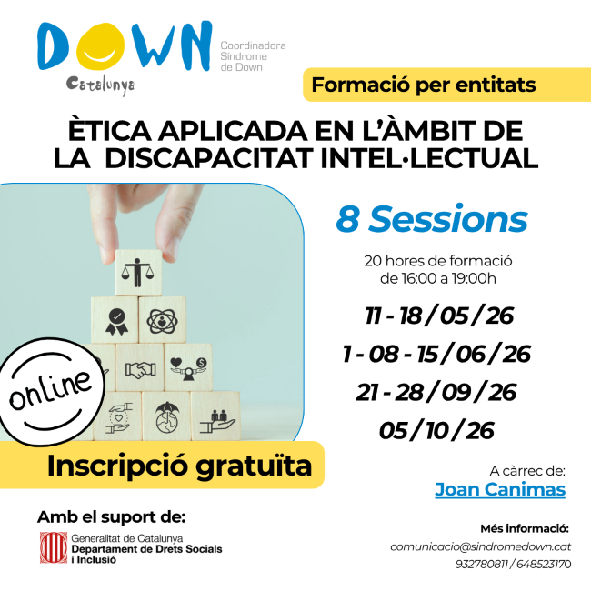 Down Catalunya llança un cicle formatiu sobre ètica aplicada a la discapacitat intel·lectual
