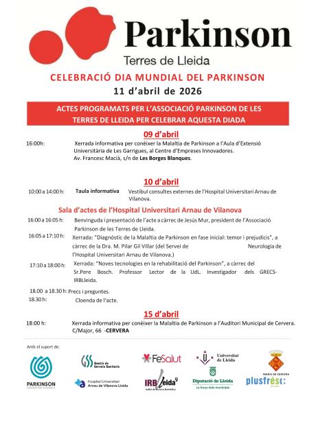 L'Associació Parkinson Terres de Lleida mobilitza la demarcació amb un programa d'actes pel Dia Mundial del Parkinson