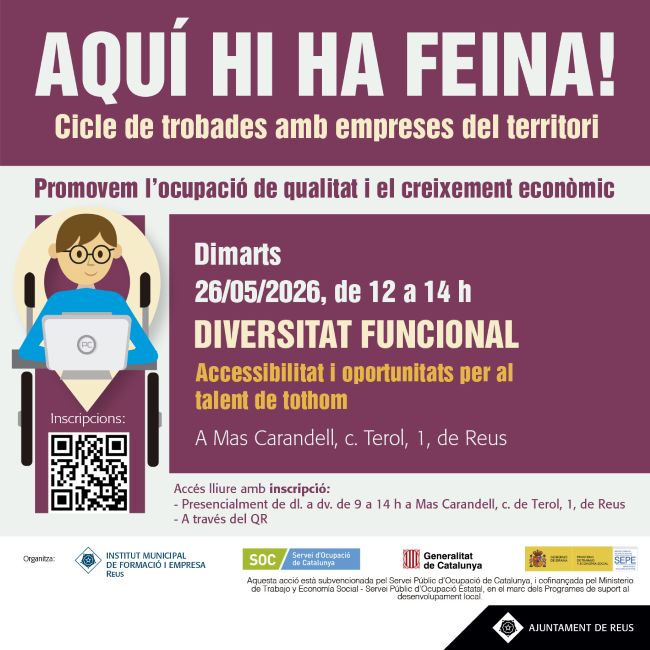 Mas Carandell dedica la nova sessió de l’‘Aquí hi ha feina!’ a la inserció laboral de persones amb diversitat funcional
