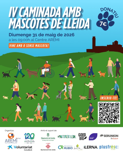 L’AREMI i el Voluntariat CaixaBank organitzen la Quarta Caminada amb Mascotes de Lleida