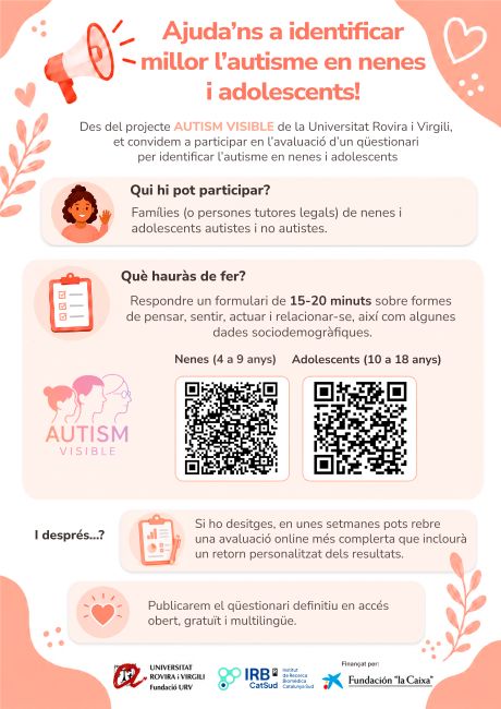 El projecte 'Autism Visible' busca la col·laboració de famílies per millorar la detecció de l'autisme en nenes, adolescents i dones