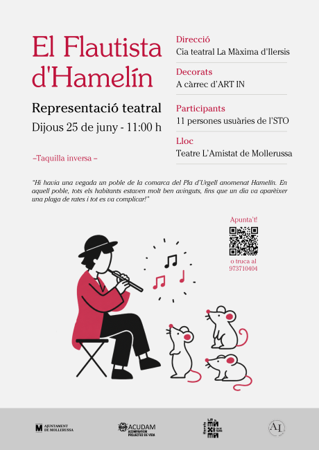 El Teatre L’Amistat de Mollerussa acollirà una versió inclusiva d'’El flautista d'Hamelín’