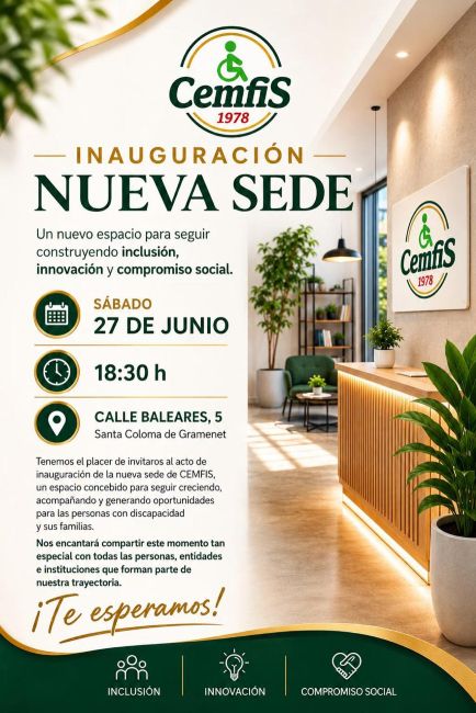 CEMFIS inaugura la seva nova seu a Santa Coloma de Gramenet per potenciar les oportunitats de les persones amb discapacitat