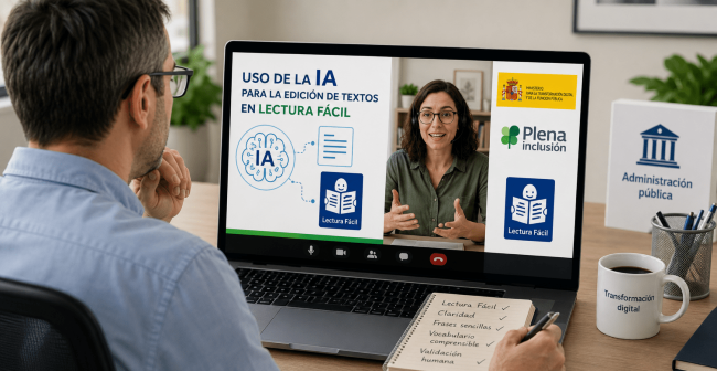 Plena Inclusió instrueix l'Administració de l'Estat en l'ús de la intel·ligència artificial per a la Lectura Fàcil