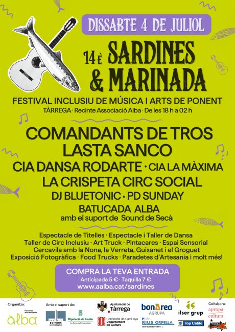 El festival Sardines & Marinada arrenca aquest dissabte a Tàrrega amb un fort impuls a la cultura inclusiva i accessible