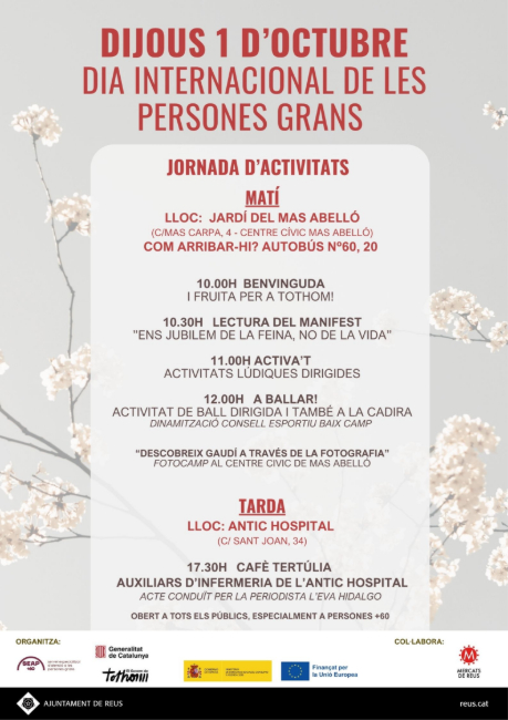 Reus celebra el Dia Internacional de les Persones Grans amb propostes d'envelliment actiu i activitats adaptades