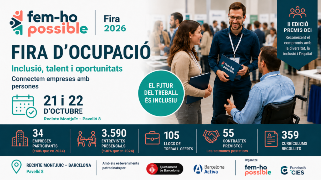 Barcelona acollirà la fira 'Fem-ho Possible' 2026 per impulsar la inserció laboral de les persones amb discapacitat