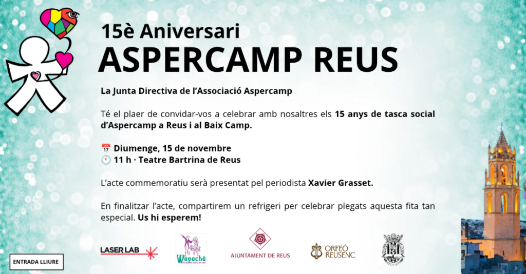 Aspercamp commemora 15 anys de trajectòria en la defensa de la discapacitat al Teatre Bartrina de Reus