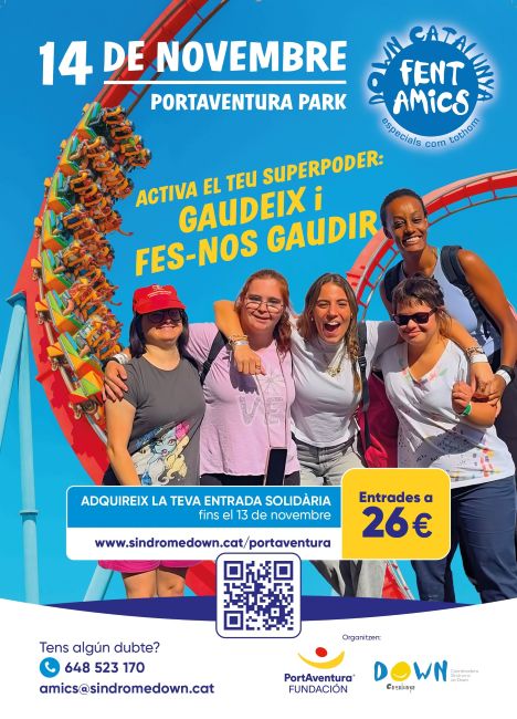 PortAventura acollirà al novembre la 17a jornada solidària ‘Fent Amics’ de Down Catalunya